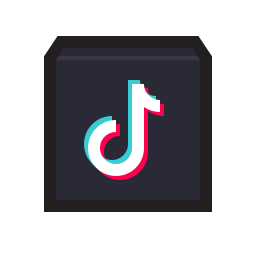 Logo TikTok — note de musique stylisée de couleur blanche, cyan et rose sur un fond sombre en forme de carré arrondi